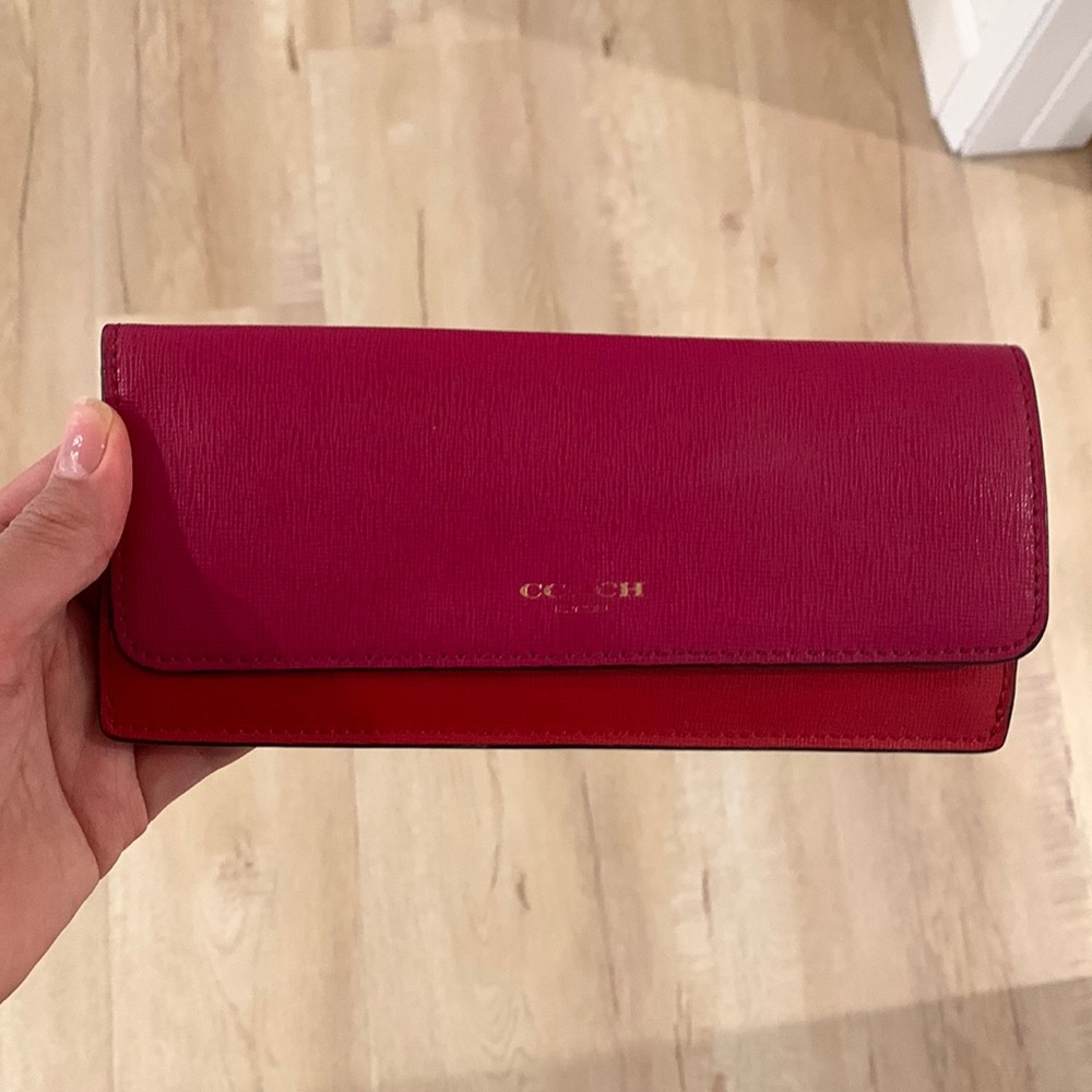 Coach leather red and pink wallet